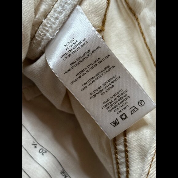 RE/DONE Jeans 29 Womens Ivory White Spot Straight High Rise Poly Denim - Picture 11 of 11